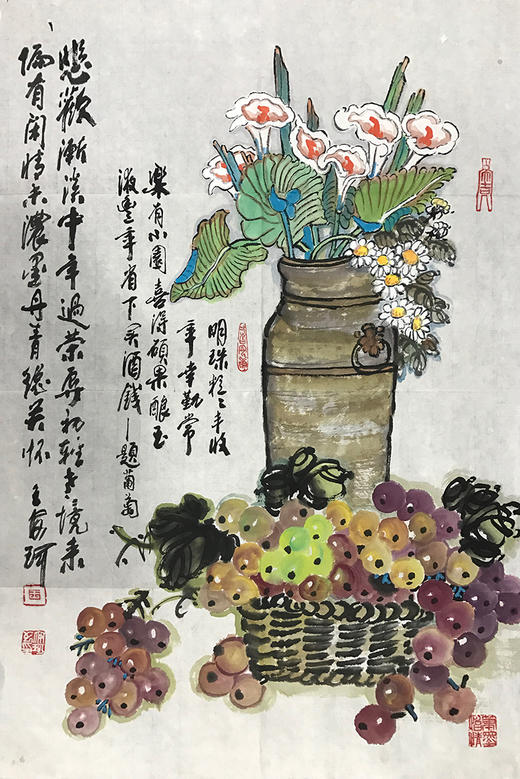 王安珂-真迹- 花鸟《墨葡萄图》 玄关  客厅  餐厅 商品图1