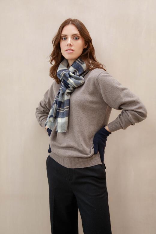 超细美利奴羊毛围巾  银色班诺克本格纹 商品图2