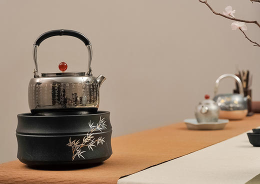 云山煮茶壶316不锈钢烧水壶煮茶器具红玛瑙心经不锈钢壶