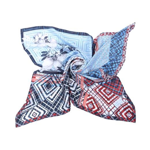 SAINTJOY/上久楷 真丝方巾 吐蕊·浅蓝 FJ17008 商品图1