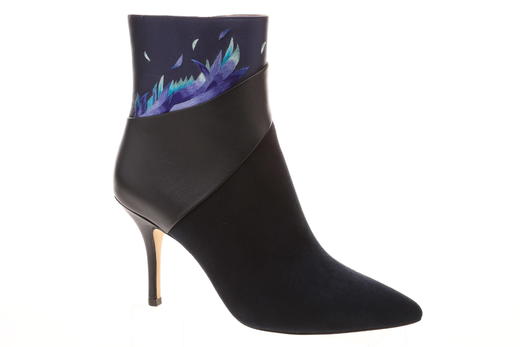 sheme鹤鸣 羽  新中式反绒 丝绸刺绣 nappa 细高跟 优雅女士短靴 商品图2