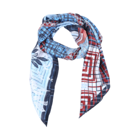 SAINTJOY/上久楷 真丝方巾 吐蕊·浅蓝 FJ17008