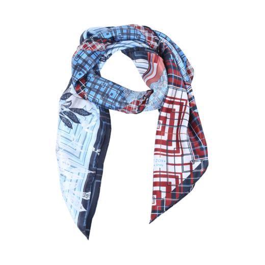 SAINTJOY/上久楷 真丝方巾 吐蕊·浅蓝 FJ17008 商品图0