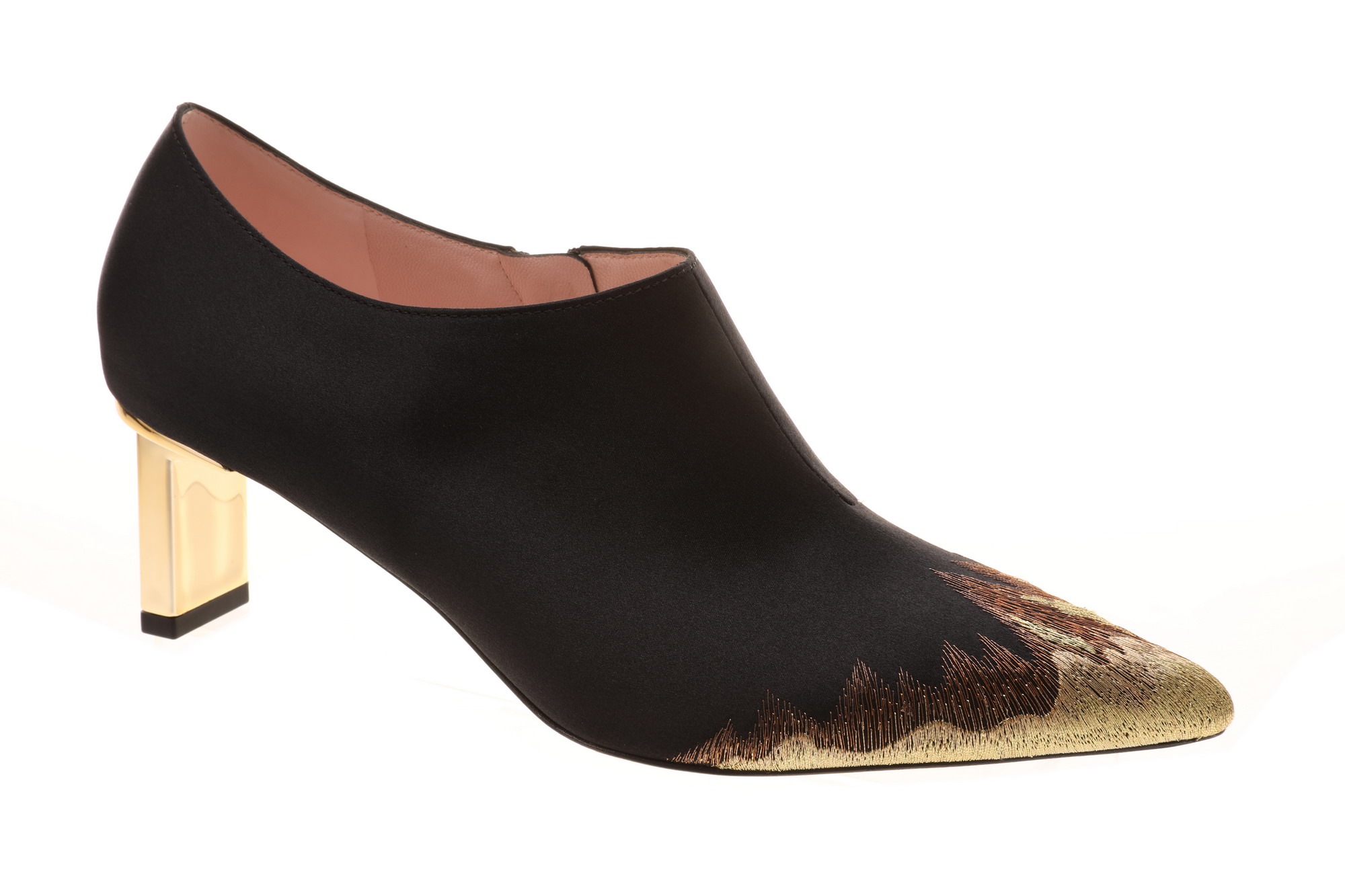 张静初同款 sheme鹤鸣  新中式丝绸刺绣 尖头优雅高跟女士踝靴