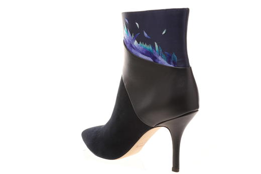 sheme鹤鸣 羽  新中式反绒 丝绸刺绣 nappa 细高跟 优雅女士短靴 商品图6