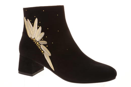 sheme鹤鸣 日光  新中式反绒 刺绣图案  粗跟时尚女士短靴 商品图1