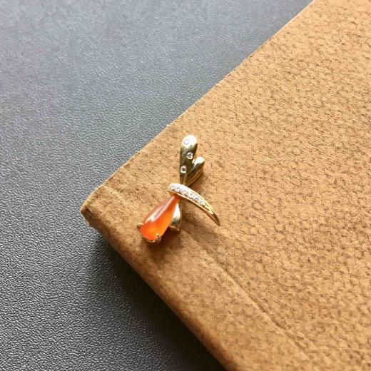 冰种红翡蜻蜓吊坠18k黄金钻石镶嵌 商品图2