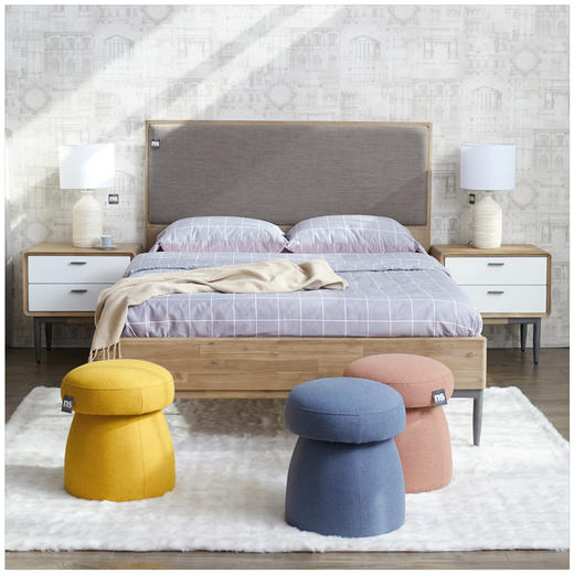 NS家居nsfurniture卧室进口ALB系列实木双人床NSBD-ALB WHT B01Q/K 商品图5
