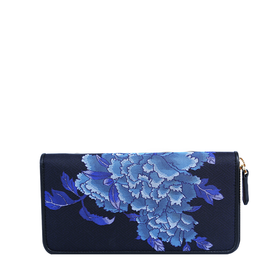 SAINTJOY/上久楷 女士宋锦手包 深蓝牡丹.黑色 BWS18B0134