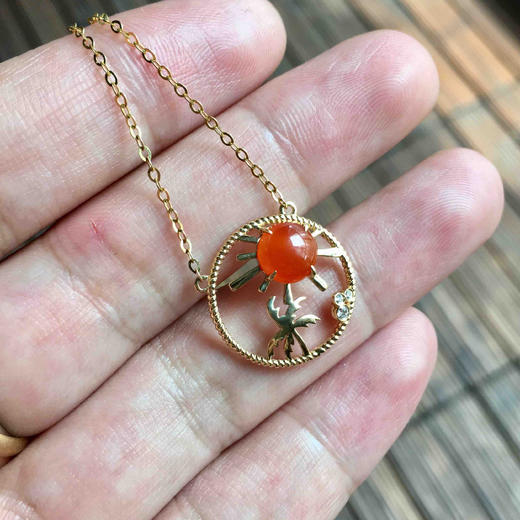 冰种红翡锁骨链18k黄金钻石镶嵌 商品图8