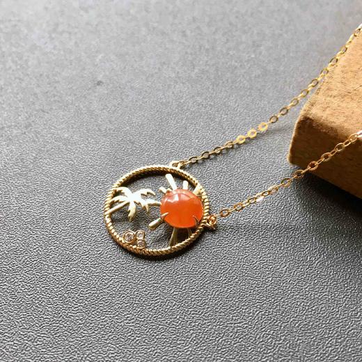 冰种红翡锁骨链18k黄金钻石镶嵌 商品图1