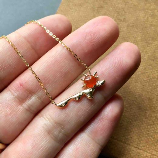 冰种红翡锁骨链18k黄金镶嵌 商品图6