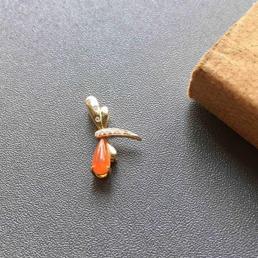 冰种红翡蜻蜓吊坠18k黄金钻石镶嵌 商品图1