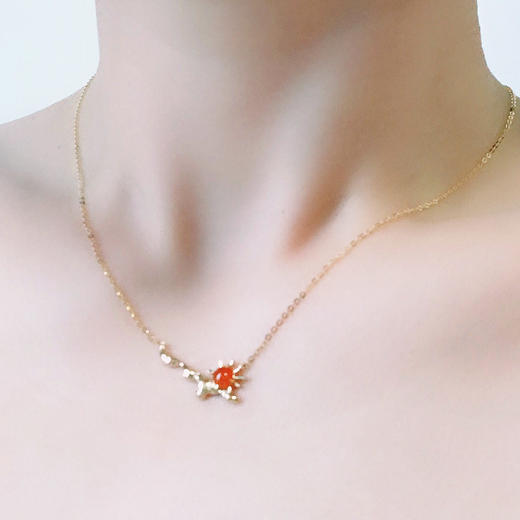 冰种红翡锁骨链18k黄金镶嵌 商品图10