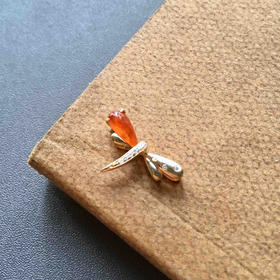 冰种红翡蜻蜓吊坠18k黄金钻石镶嵌