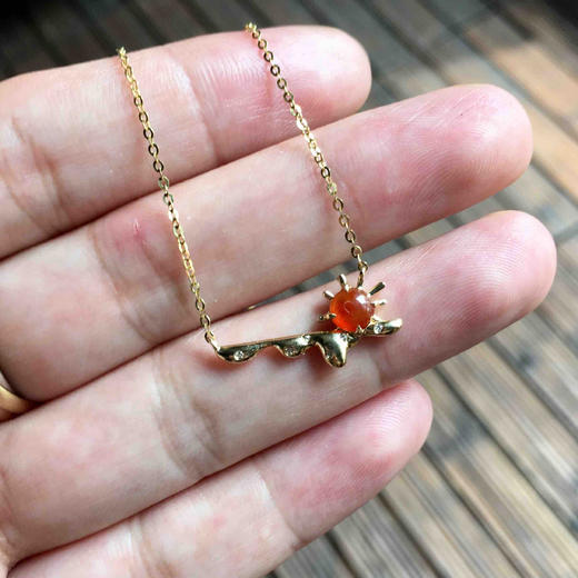 冰种红翡锁骨链18k黄金镶嵌 商品图8