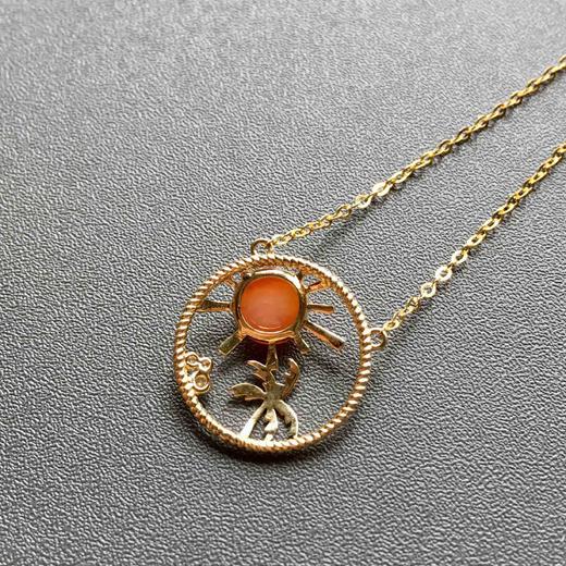 冰种红翡锁骨链18k黄金钻石镶嵌 商品图5