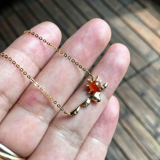 冰种红翡锁骨链18k黄金镶嵌 商品图7