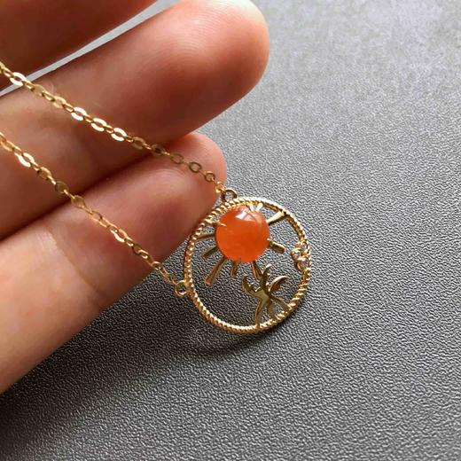 冰种红翡锁骨链18k黄金钻石镶嵌 商品图7