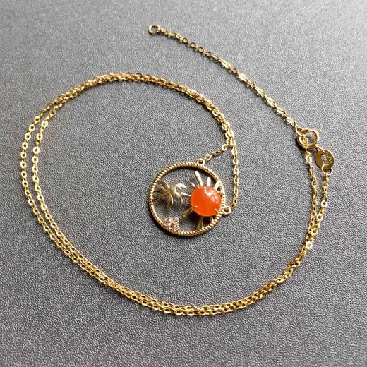 冰种红翡锁骨链18k黄金钻石镶嵌 商品图3