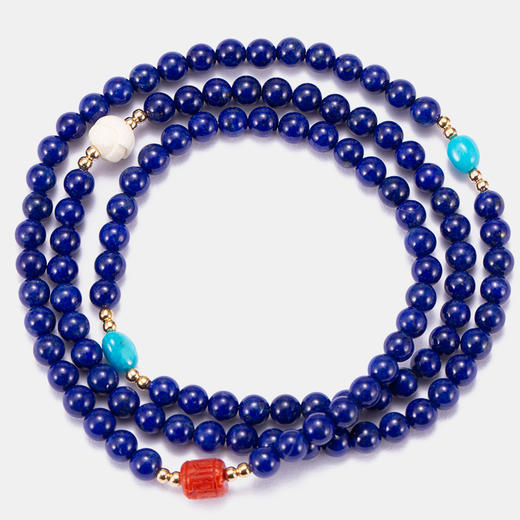 醍醐 4A青金石 松石 珊瑚 猛犸象牙 三圈手串 商品图5