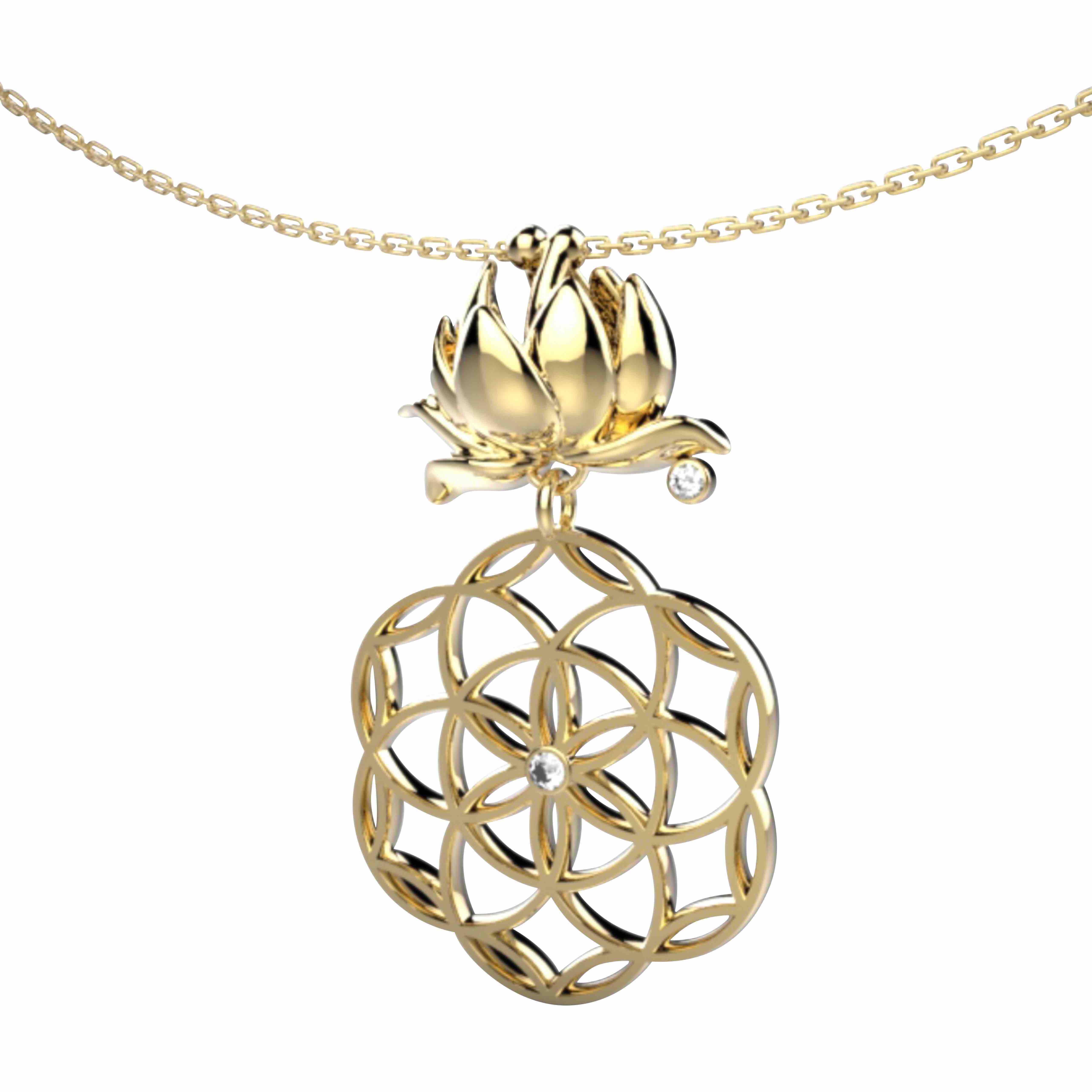 爱莎许愿工艺 生命之花系列 莲花项链