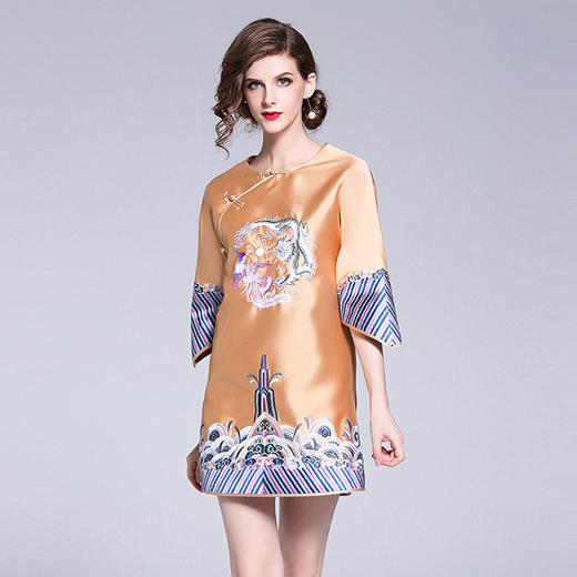 og6622中国风重工刺绣龙凤旗袍