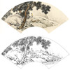 孙天牧工笔山水人物扇面小品白描底稿-《双松高士》-多种白描尺寸可选-ST13 商品缩略图0