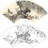 孙天牧工笔山水人物扇面小品白描底稿-《壁立千仞》-多种白描尺寸可选-ST01 商品缩略图0