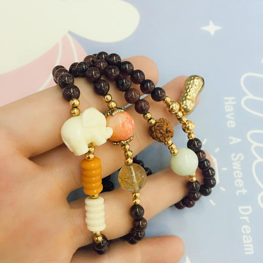 包邮 克拉湾特色金花生吊坠绕圈石榴石手链品质装点klw2 克拉湾