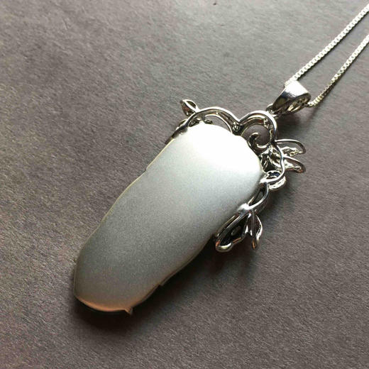 高冰种阳绿翡翠叶子18k白金钻石镶嵌 商品图4