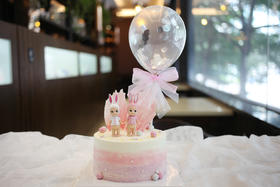 女孩款 天使宝宝 白色小兔子 粉色小兔子 气球