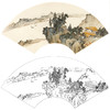 孙天牧工笔山水人物扇面小品白描底稿-《一心专读古人书》-多种白描尺寸可选-ST23 商品缩略图0