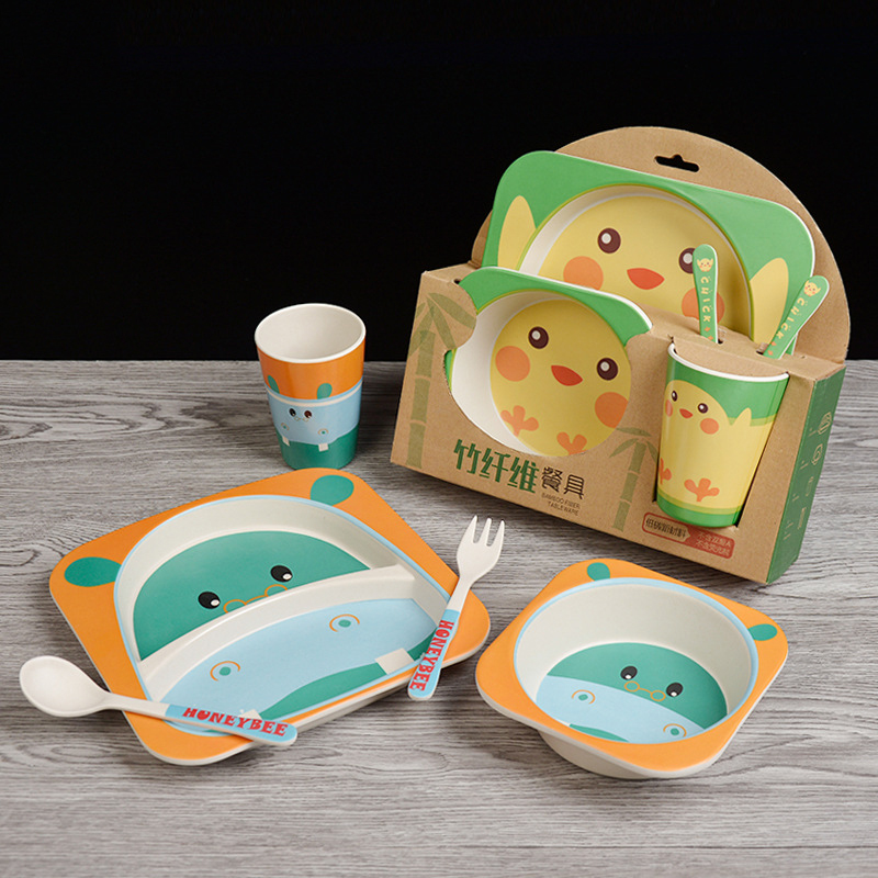 【开学季】创意环保竹纤维日式餐盘儿童餐具幼儿园母婴碗盘碟套装