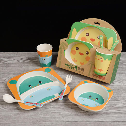 【开学季】创意环保竹纤维日式餐盘儿童餐具幼儿园母婴碗盘碟套装 商品图0