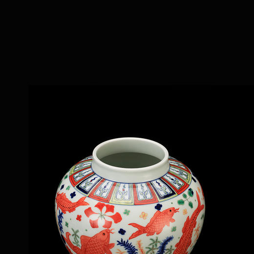 五彩鱼藻纹小盖罐 商品图2