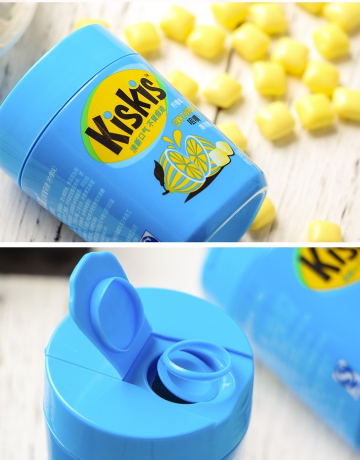 酷滋kiskis柠檬味清凉薄荷糖咀嚼糖果清新口气不用吐的无糖口香糖