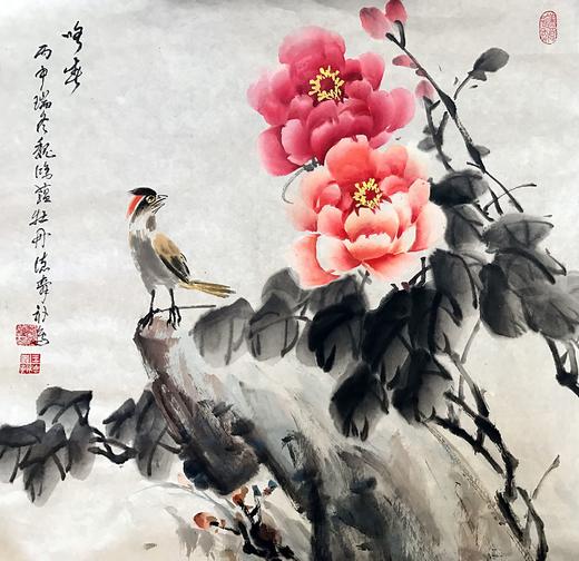 魏鸿蕴-真迹- 花鸟画《鸣春》 书房  玄关   客厅 商品图1