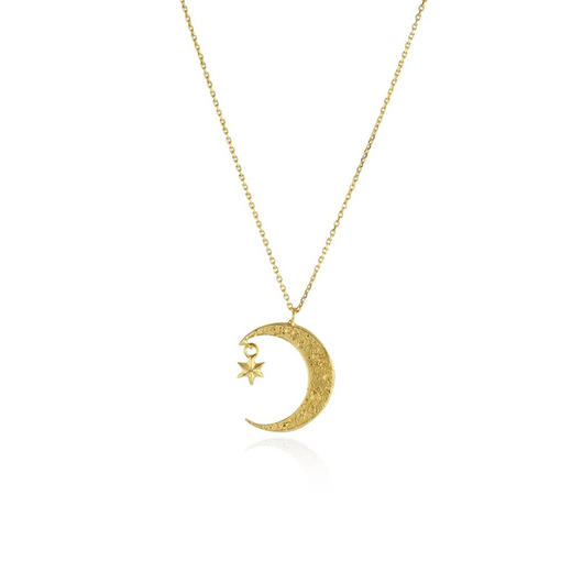 momoko｜18x14mm Crescent Moon & Star Necklace [项链 3色可选] 商品图4