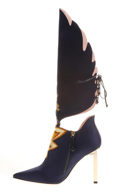 sheme鹤鸣 翱翔  丝绸刺绣  绑带 羽毛 细高跟女士高靴 商品图2