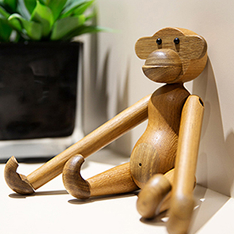 北欧风格  丹麦实木猴子  木偶摆件  木质家居  饰品  创意生日礼物