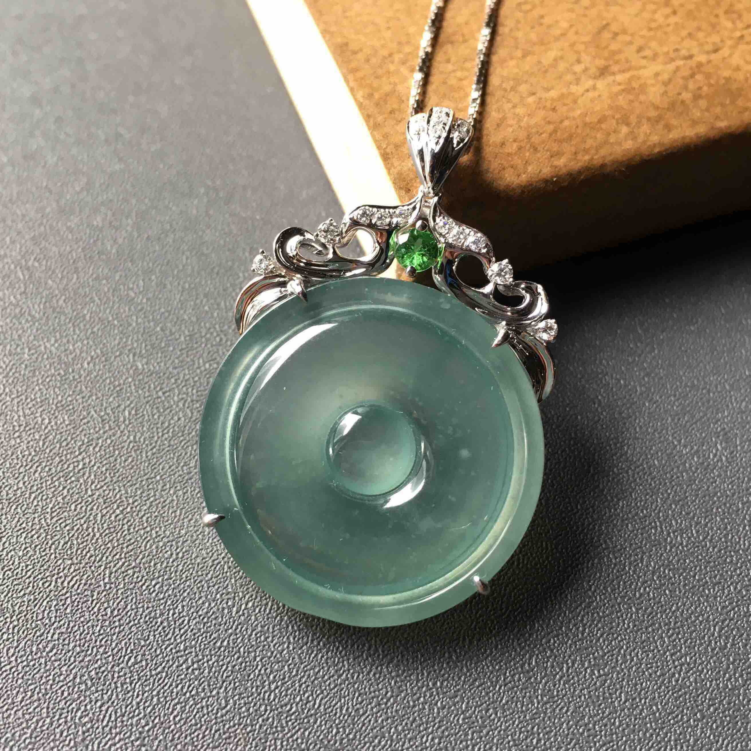 高冰种蓝水平安扣福在眼前