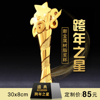 跨年之星   奖杯定制定做高档优秀员工奖品创意金属奥斯卡小金人冠军奖杯刻字 商品图0