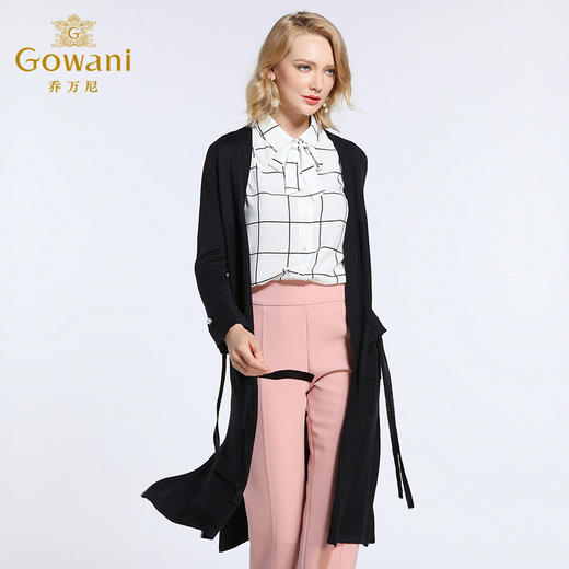 【三色可选】乔万尼春装羊毛衫气质修身百搭中长针织开衫外套EB3M288 商品图1