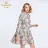 乔万尼春装桑蚕丝大牌长袖印花宽松落腰中长真丝连衣裙EB3E205 商品缩略图1