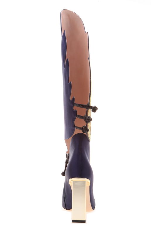 sheme鹤鸣 翱翔  丝绸刺绣  绑带 羽毛 细高跟女士高靴 商品图3