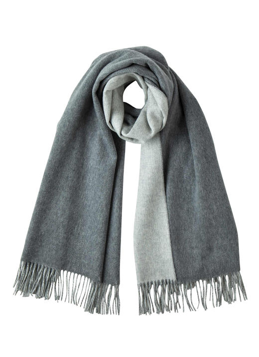 双面双色纯羊绒披肩 浅灰色/中灰色 商品图0