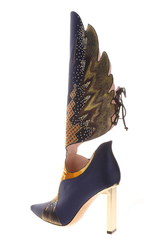 sheme鹤鸣 翱翔  丝绸刺绣  绑带 羽毛 细高跟女士高靴 商品图4