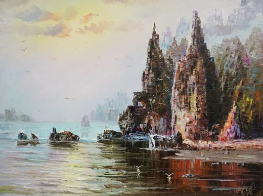 功勋艺术家  金永南-风景油画 《海边》   卧室 客厅 餐厅 商品图1