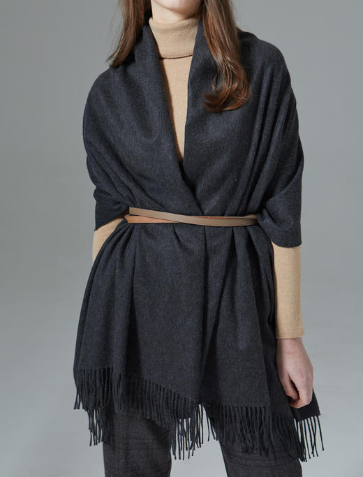 经典纯羊绒披肩 黑色 商品图1